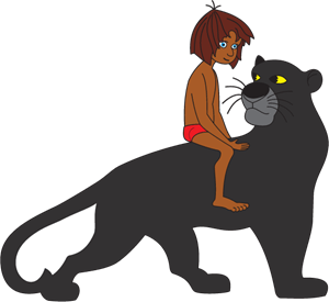 Mowgli and Bagheera Logo PNG Vector