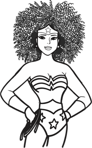 Mulher Maravilha Afro em line art Logo Vector