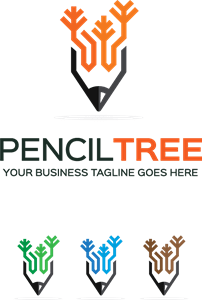 pencil tree Logo PNG Vector