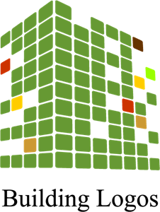 Pixel Green Building Construction Logo Vector