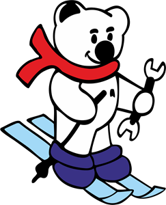 Polar Bear Skiing Logo PNG Vector