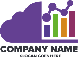 Purple Stats Cloud Company Logo PNG Vector