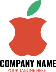 Red Apple with Double Biting Logo PNG Vector