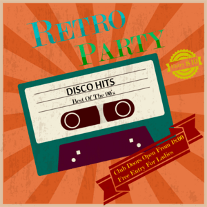 retro party poster vintage tape Logo PNG Vector