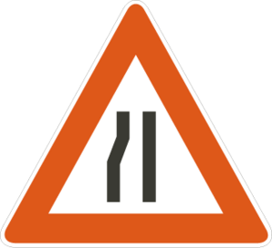 ROAD NARROWS LEFT SIGN Logo PNG Vector