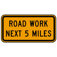 ROAD WORK NEXT 5 MILES SIGN Logo Vector