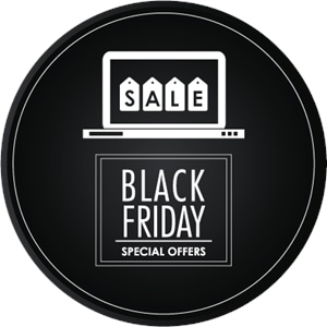 Round Special Offers Black Friday Logo PNG Vector