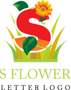 S Flower Green Grass Logo Vector