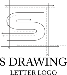 S Line Drawing Building Chart Logo Vector