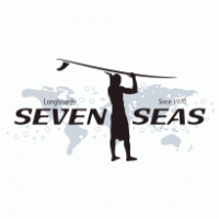 Seven Seas Surfboard Logo Vector