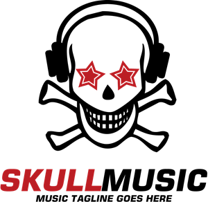 Skull Music Logo PNG Vector