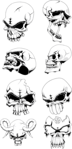 Skull Set Logo PNG Vector