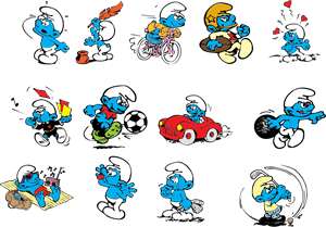 Smurfs Cartoon Characters Logo Vector