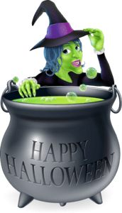 spooky halloween witch girl cauldron Logo PNG Vector