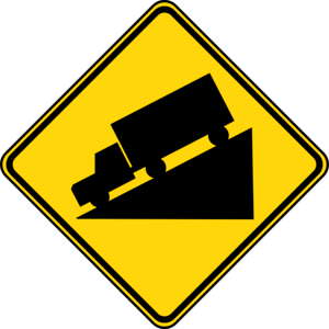 STEEP DOWNHILL GRADE ROAD SIGN Logo PNG Vector