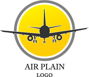Sun Airplane Art Logo Vector
