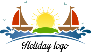 Sun Beach Sea Boat Holiday Tour Logo Vector