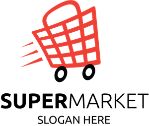 Supermarket Shopping Cart Logo Vector