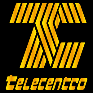 Telecentro Antiguo fondo negro con dorado Logo Vector