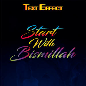 Text Effect Start With Bismillah. Logo PNG Vector