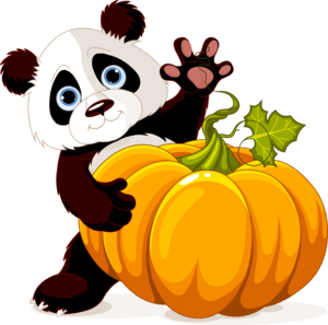 thanksgiving cute little panda pumpkin Logo PNG Vector