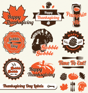 thanksgiving day vintage labels stickers Logo PNG Vector