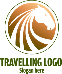 Traveling with Horse and Strips Logo Vector