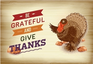 turkey bird sticker grateful give thanks Logo Vector