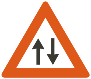 TWO WAY TRAFFIC AHEAD SIGN Logo PNG Vector