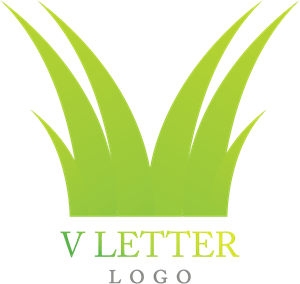 V Grass Letter Green Logo Vector