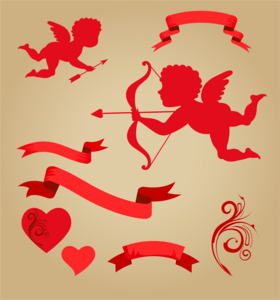 valentine angle cupids ribbon decorated Logo PNG Vector