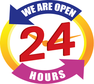 We Are Open 24 hours Logo PNG Vector