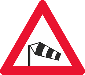 WIND WARNING TRAFFIC SIGN Logo Vector
